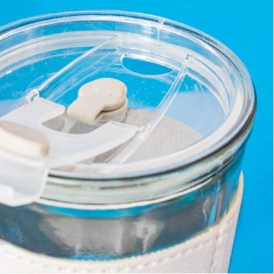 Vaso 450 ml con pajita de cristal