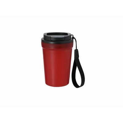 Vaso PP reciclado 360 ml tapa hermética y asa Roj