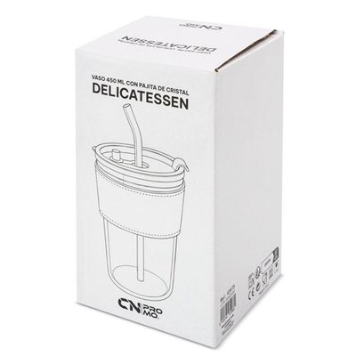 Vaso 450 ml con pajita de cristal