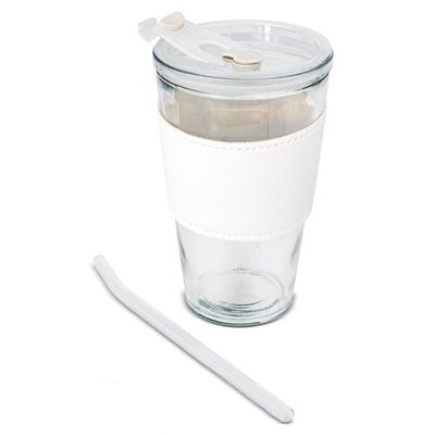 Vaso 450 ml con pajita de cristal