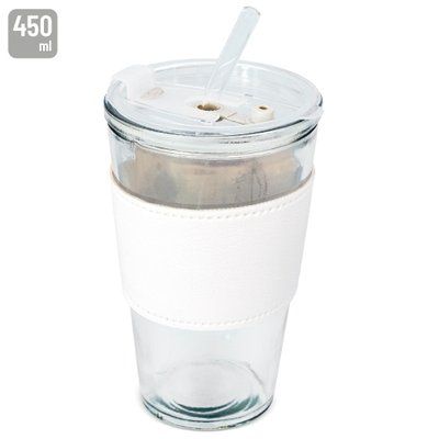 Vaso 450 ml con pajita de cristal