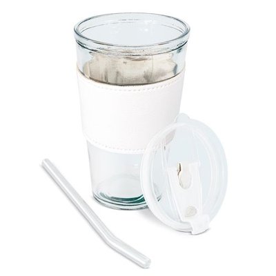 Vaso 450 ml con pajita de cristal