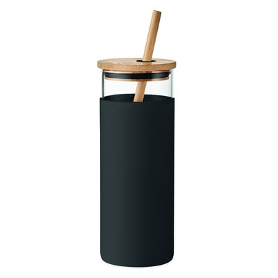 Vaso Cristal con Tapa Bambú 450ml