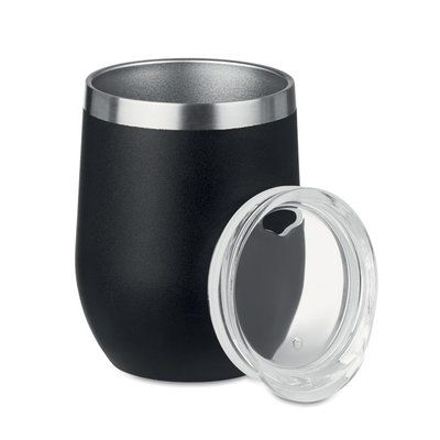 Vaso en acero inox. con tapa