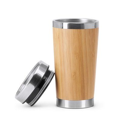 Vaso de bambú y acero con tapa dosificadora