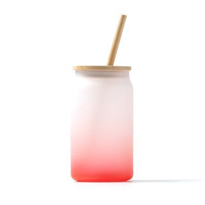 Vaso de cristal borosilicato degradado Rojo
