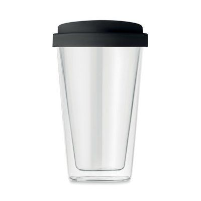 Vaso Cristal Doble Pared 350ml y Tapa