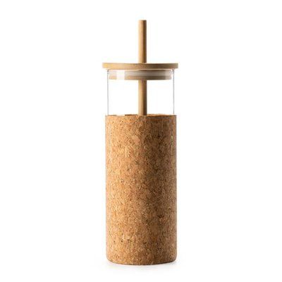 Vaso de cristal  y funda de corcho