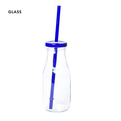 Vaso de cristal con tapa y pajita de plástico (320 ml)