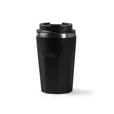 Vaso doble pared 400 ml con tapa y tapón Negro