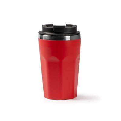 Vaso doble pared 400 ml con tapa y tapón Rojo