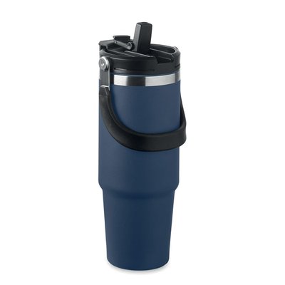 Vaso doble pared 850 ml con tapa, asa y pajita French Marino