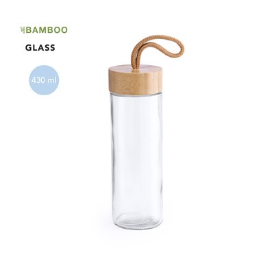 Vaso ecológico de cristal con tapa de bambú 420 ml