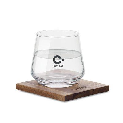 Vaso para licores con posavasos madera