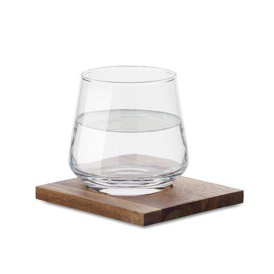 Vaso para licores con posavasos madera
