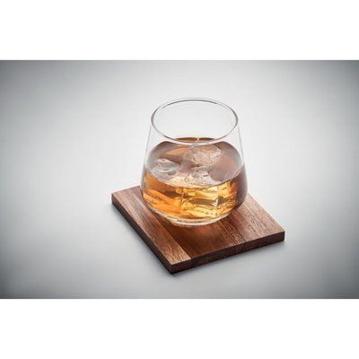 Vaso para licores con posavasos madera