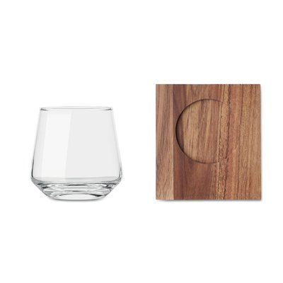 Vaso para licores con posavasos madera