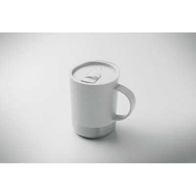 Vaso de PP 300 ml con base de acero y tapa