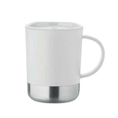Vaso de PP 300 ml con base de acero y tapa