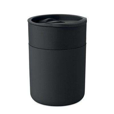Vaso de PP 330ml con tapa Negro