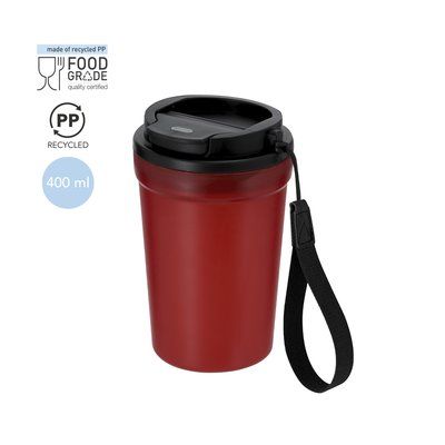 Vaso PP reciclado 360 ml tapa hermética y asa