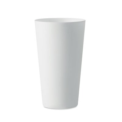 Vaso Reutilizable PP 500ml Translúcido Blanco