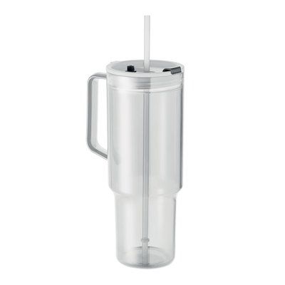 Vaso RPET con asa, tapa y pajita 1200ml