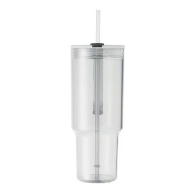Vaso RPET con asa, tapa y pajita 1200ml