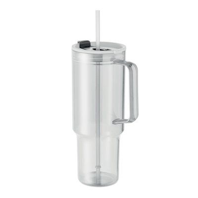 Vaso RPET con asa, tapa y pajita 1200ml