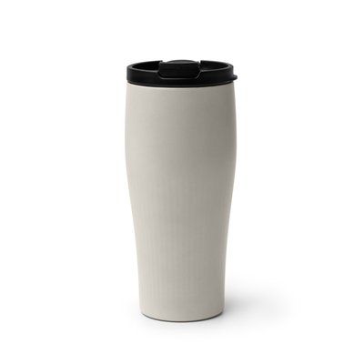 Vaso térmico de acero reciclado con tapa abatible Beige