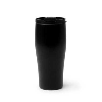 Vaso térmico de acero reciclado con tapa abatible Negro