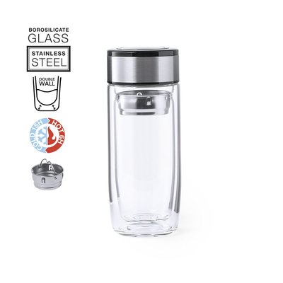 Vaso Térmico de Cristal 330ml con Infusor Inox