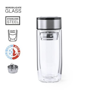 Vaso Térmico de Cristal 330ml con Infusor Inox