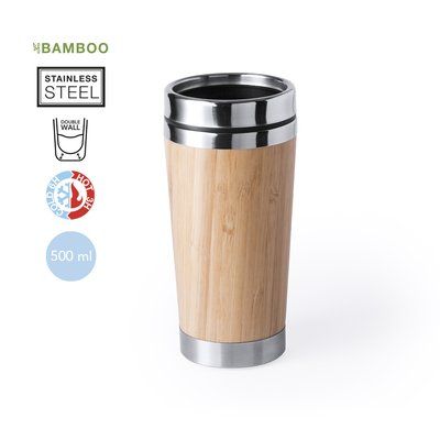 Vaso termo de bambú y acero inox. (500 ml)