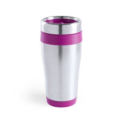 Vaso termo personalizado de acero inox. brillante (450 ml) Fucsi