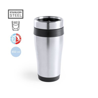 Vaso termo personalizado de acero inox. brillante (450 ml)