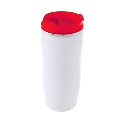 Vaso termo personalizado de acero inox. con tapa (400 ml) Roj