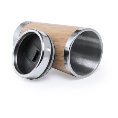 Vaso termo personalizado de acero inox. y bambú (500 ml)