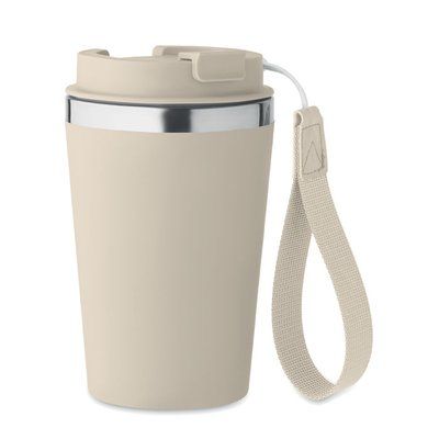 Vaso de viaje con correa Beig