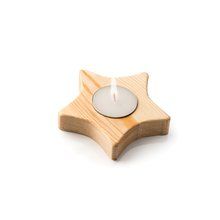 Vela con soporte de madera ESTRELLA