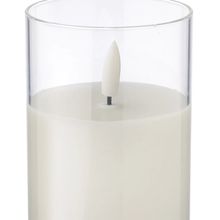 Vela cera LED soporte cristal efecto llama Blanco