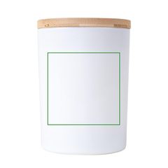 Vela con tapa de madera | Etiqueta cuadrada gr | 50 x 50