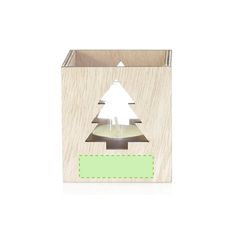 Vela Vainilla en Cristal y Caja de Madera con Estrella | Centrado lado 1 | 50 x 15