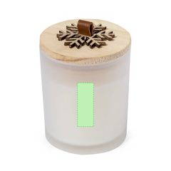 Vela Vainilla Cristal y Tapa Madera con Relieve | Centrado en el frente | 15 x 40