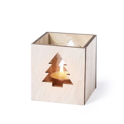 Vela Vainilla en Cristal y Caja de Madera con Estrella