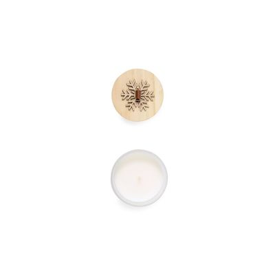 Vela Vainilla Cristal y Tapa Madera con Relieve