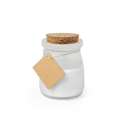 Vela aromática con tapón y etiqueta