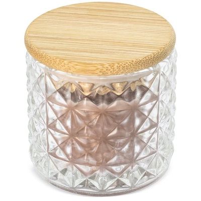 Vela en Vaso Cristal de Rombos con Tapa