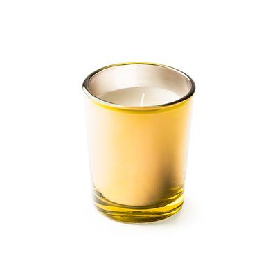 Vela aromática en vaso de cristal Oro