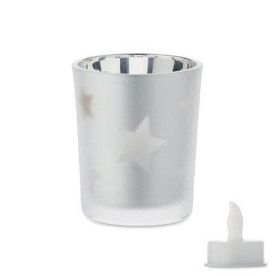 Vela LED en frasco cristal Plata Mate